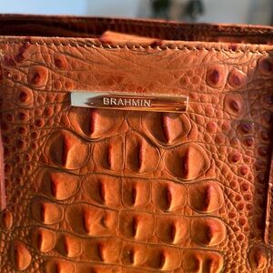 Brahmin Tan Croc-Embossed Leather Handbag